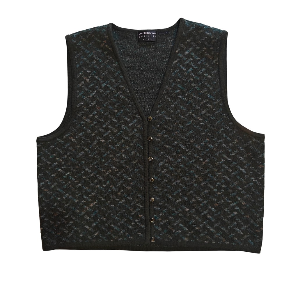 Liz Claiborne Petite Button Front Knit Vest Used